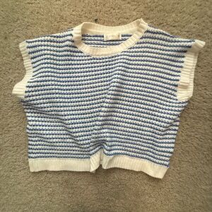 SHEIN Blue and White Off-the-Shoulder Sweater